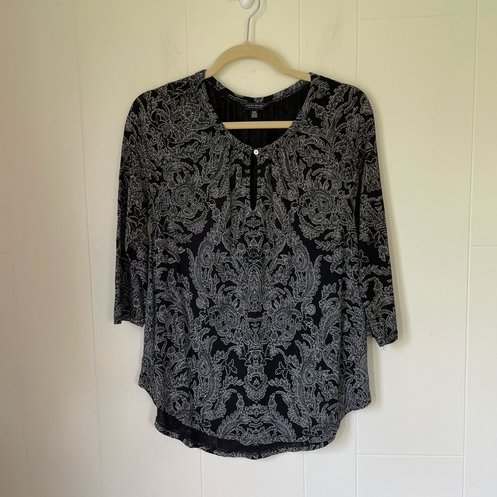 Lucky Brand 3/4 sleeve blouse paisley print ~ Viscose ~ women’s size medium